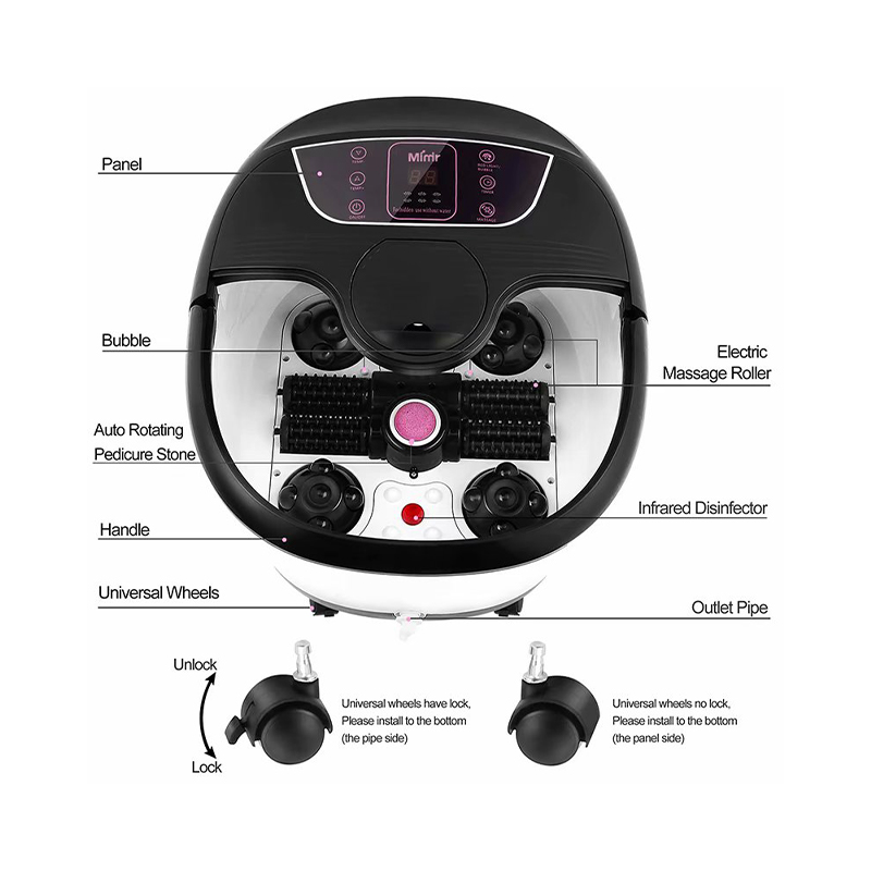 MM-18C جهاز تدليك حمام سبا أوتوماتيكي للقدمين مع 8 قطع من بكرات التدليك وحجر الخفاف